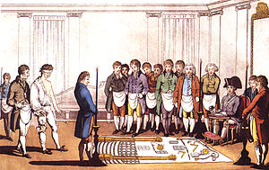 Initiation of an apprentice Freemason around 1...